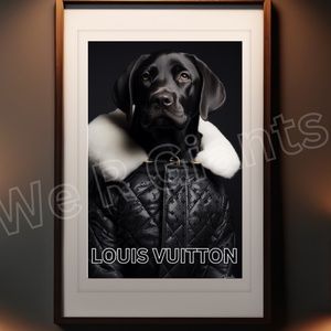 Louis Vuttion Animal Theme Art- Black Lab Wall Art 11x17
